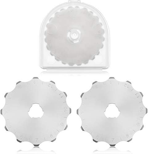 Mudder Lot de 2 lames de cutter rotatif perforées de 45 mm avec boîte en plastique pour crochet, découpe, artisanat, couture, cuir, papier, papier cartonné