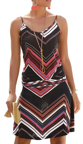 JFan Copricostume Donna Mare Vestito Senza Maniche Bikini Cover Up Abito da Spiaggia Tropical Causal,wavy S