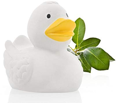Schnabels Naturkautschuk-Ente (weiß) - Geschenk für Baby Kinder Freunde - Spielzeug Quietsche-Ente Deko Badewanne