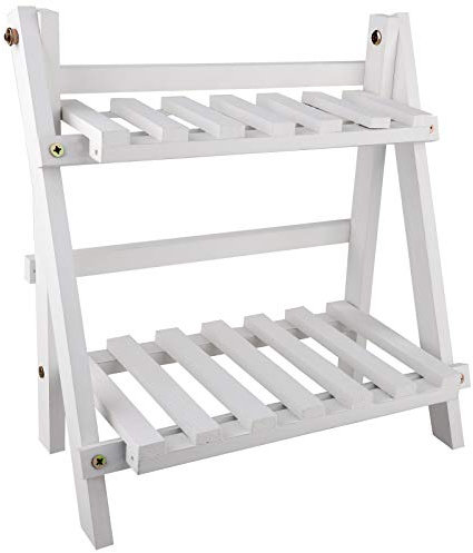 INIFLM 2 Etagen Holz Pflanzenständer, Holzleiter Pflanzenständer, Multifunktionale Leiterförmige Pflanze Blumenständer, Indoor Blumentopf Ständer Vertikale Ebene Rack für Haus Terrasse Rasen Garten