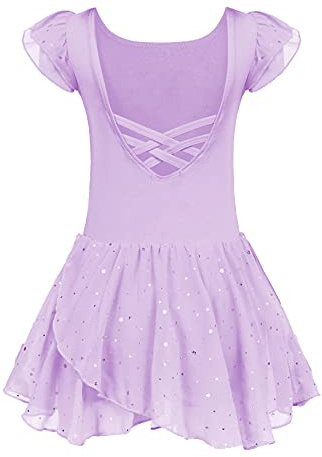 Arshiner Vestidos de Ballet Ropa de Ballet para Niñas Vestido de Bailarina para Niños Falda de Ballet Púrpura Traje de Ballet de Algodón Mono de Baile con Falda Tutú 2-3 años