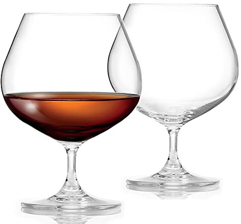 FLOW Barware Set di 2 bicchieri da brandy di alta qualità, realizzati a mano, 700 ml, in cristallo senza piombo, confezione regalo per brandy, cognac, liquori o liquori