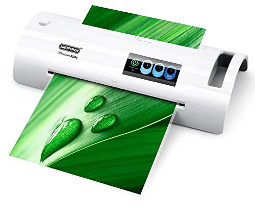 Laminator Machine, SINOPUREN Laminating Machine, Thermal Lamination 9-inch Quick 1min Warm-up JamFree-Tech Personal Lamination Work with 3mil 4mil 5mil Pouches, School/Office/Home use, White