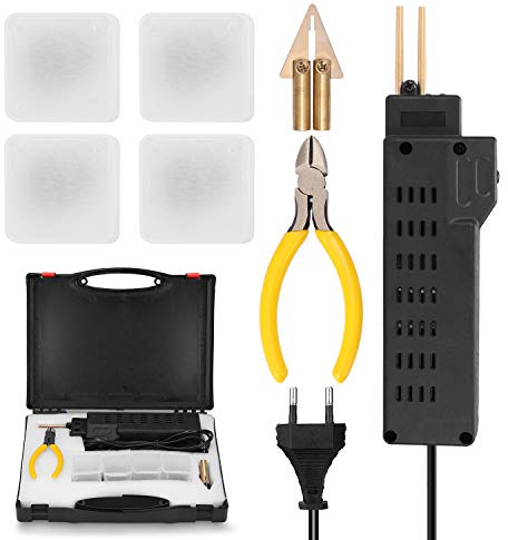 Geevorks Soldador de Plastico de 50W 6 en 1 Máquinas de Grapadora Caliente con 1 * Alicates,1 * Cortador Diagonal y 200 * Grapas para Reparar Parachoques Agrietados,etc