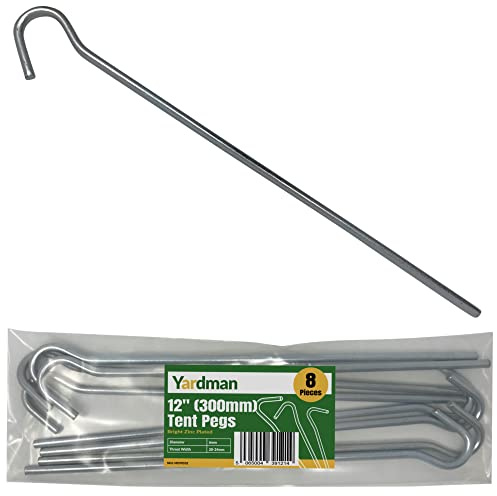 YARDMAN Zeltheringe, 8 Stück, 300 mm lang, Metall, 6 mm dick, für Camping, Wandern, Garten