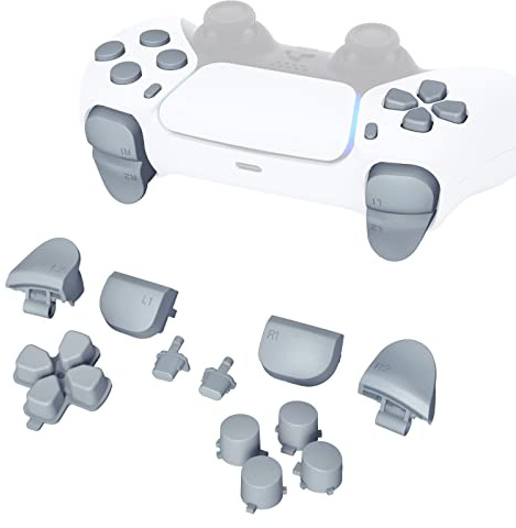 eXtremeRate Replacement D-pad R1 L1 R2 L2 Triggers Share Options Face Buttons for ps5 Controller BDM-010 BDM-020, Custom Full Set Buttons Repair Kits with Tools - Without Controller - New Hope Gray