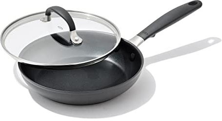 OXO CC006646-001 Good Grips Frying Pan, Hard Anodized Nonstick Aluminum, Silicone Wrapped Stainless Steel Handle, Black