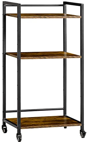 HOMCOM Carro de Almacenamiento con Ruedas 50x35x100,5 cm Marrón Rústico
