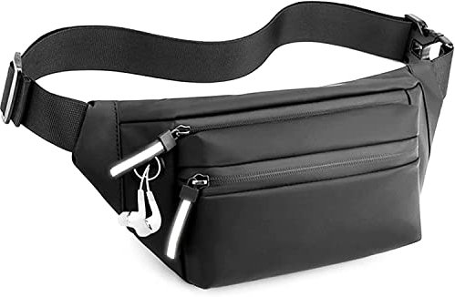 Gürteltasche, Großem, Wasserdicht Hüfttasche, Brusttasche, mit Gurt Verstellbarer, Bauchtasche für Damen und Herren, für Sport, Radfahren (Schwarz)