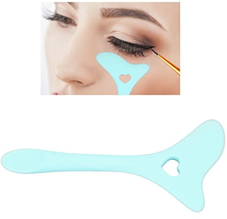 Eyeliner Stencil Wing Tips, Pochoir à Crayons à Sourcils en Silicone avec Cuillère à Crème pour la Peau à la Queue, Applicateur de Fard à Paupières Réutilisable, Outil de Maquillage(Bleu)