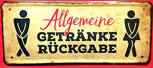 DekoDrom® Blechschild 28x12 cm Allgemeine Getränkerückgabe WC Toilette Damen + Herren Bar Kneipe Pub Cafe Disco Haus + Garten Fun Schild 004