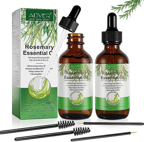 Olio di Rosmarino per la Crescita e contro la Caduta dei Capelli 2 pacchi, Cura della Pelle, Olio per Donne e Uomini, Nutre il Cuoio Capelluto