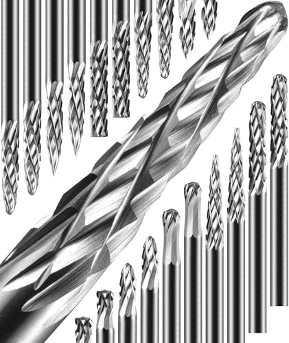 Sworker 20 Pcs Carbide Burr Set 1/8 Shank Compatible with Dremel Bits Rotary Tools Attachment Kit Rasp Drill File Accessories Metal Wood Stone Steel Grinding Carving Cutting Polishing Solid Tungsten