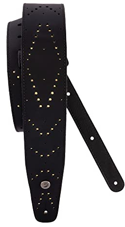 D'Addario Accessories Leder Gitarrengurt - Gitarrenzubehör - Gurt E-Gitarre, Gurt Akustikgitarre, Gurt Akustikgitarre E-Gitarre & Gurt Bassgitarre - braunes Leder, Stardust