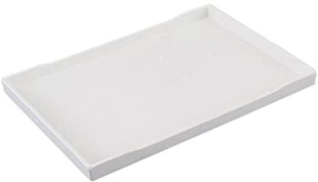 misppro Bandeja grande de plástico rectangular para alimentos, bandeja de mayordomo, bandeja de desayuno (blanco, 14 x 10 pulgadas)