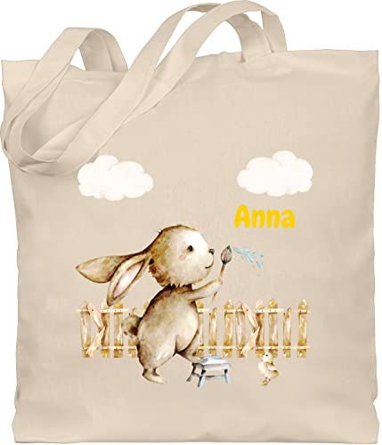 Geschenk mit Namen personalisiert by Shirtracer - Baumwolltasche - Hasen - Süßer Hase Kinder personalisiert I