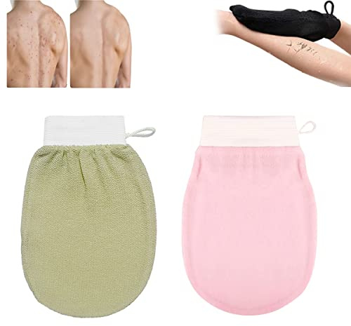 Cheekyglo Skin Exfoliating Glove,Shower Body Scrubbing Mitt,Deep Exfoliating Glove for Body Men Women (2 Pcs-G)