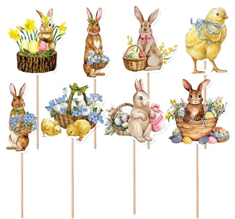Annewi Peter Rabbit Cupcake Decoration, Room Ornaments Cake Picks with Clear Printing, Easter Cupcake Decorations for Background, Cupcakes and Candy Boxes