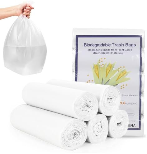 Bio Müllbeutel, 100 Stück Biomüllbeutel 10L,Biomülltüten Kompostierbare Müllbeutel Müllsack Biologisch Abfallsäcke für Küche Büro Wohnzimmer(45X50cm, Weiß)