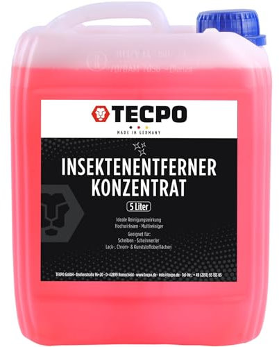 TECPO Detergente per insetti concentrato, 5 litri, per superfici in vernice, cromo, vetro, plastica, residui di insetti e residui di vernice e materiali, alta efficacia