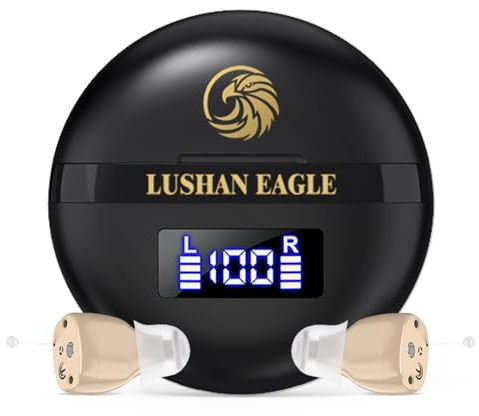 LUSHAN EAGLE Auriculares amplificados amplificador de sonido recargable mini portátil (Negro)