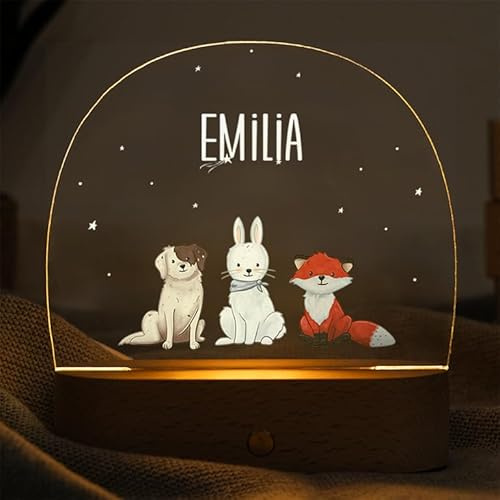 Muckelmeister Nachtlicht personalisiert - Dimmbar - Kindernachtlampe mit Namen - Geschenke zur Geburt für Mädchen - Babygeschenke zur Geburt mädchen - Geschenk Mädchen zur Geburt - Geburt Mädchen