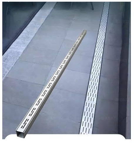 YLLFFLL Outside Yard Mini Trench Drain System, Channel Drain, Slim Stainless Steel Drainage Trench Kit With Removable Grate, Commercial Home Replacement Floor Drain(L-1M(39.4in),15x4cm(5-9/10x1-3/5))