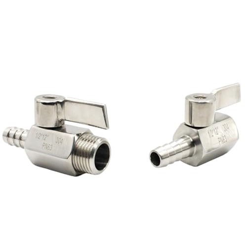FPJQOBJC SS304 Mini-Kugelhahngriff Außen-/Innengewinde 1/8 1/4 3/8 1/2 bis 7mm 8mm 10mm 12mm Adapter, 2-Wege-Kugelhahn(Female,7MM_3/8)