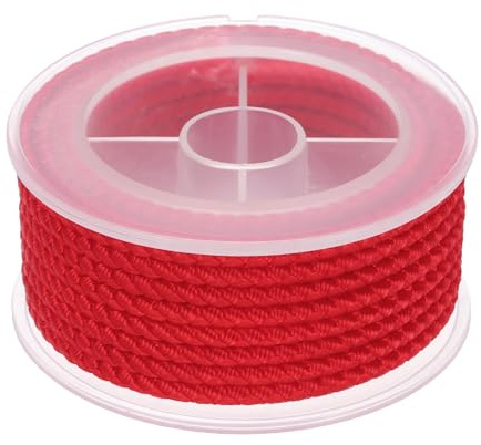 sourcing map Nylon Thread Twine Beading Cord, 13ft 3mm Nylon Braided Bracelets String Cord Rope for Jewelry Making DIY Crafts Necklaces, Bright Red