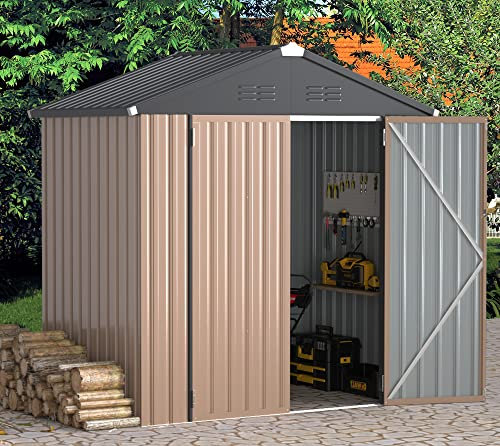 UNIONLINE 6x8ft Metal Shed | Garden Outdoor Storage Sheds | 193x181x196 cm | Lockable Door for Outdoor | Bike Tool Storage for Garden| Waterproof | Backyard, Patio, Outside
