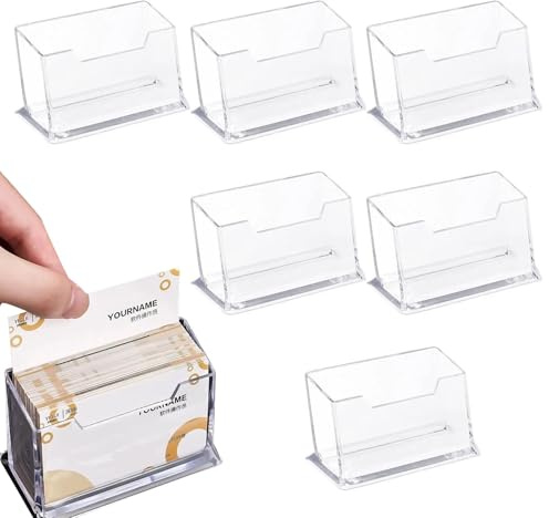 6 Stück Visitenkartenhalter, Visitenkartenständer Acryl Business Card Holder Visitenkarten Halter Aufsteller Visitenkarte Tischständer Wand für Büro Zuhause Sammlung Veranstalter(COLOR:Transparent)