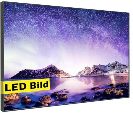Generisch Leuchtbild I Sterne über dem Meer Nachthimmel I LED Wandbild I Leuchtende Leinwand mit Rahmen - Made in Germany (Sterne über dem Meer, 40x30 cm, Rahmen: Holz Flora)