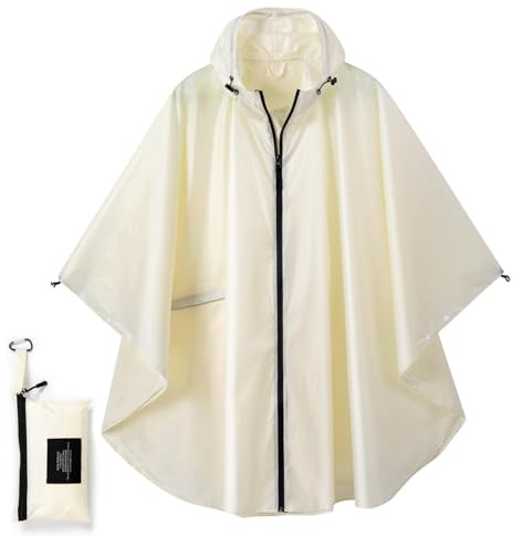 SIRMEDAL Waterproof Rain Poncho Hooded Raincoat Outdoor Cape | Lightweight Polyester, Adjustable Drawstring Hood, Windproof, 1 Slit Pocket, Reusable, Storage Bag with Carabiner