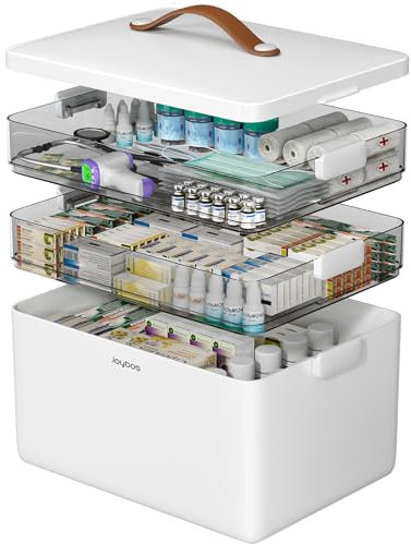 CTIME 3-stöckige Medizinbox - Tragbar mit Lederhenkel, ideal für Haushalt und Reisen