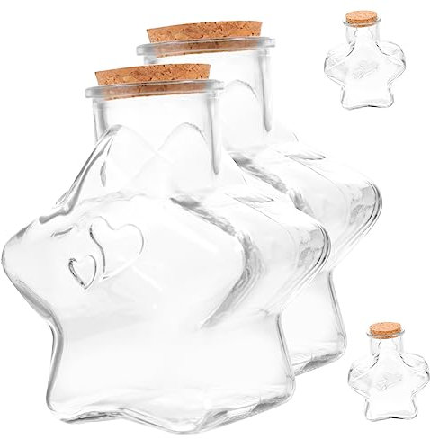 PartyKindom 4 Pezzi Bottiglia Di Di Sughero Vasi Da Farmacia Decorazione Arredamento Nozze Mini Barattoli Di Muratore Vasi Di Incantesimi Per Decorazioni Bicchiere Transparent