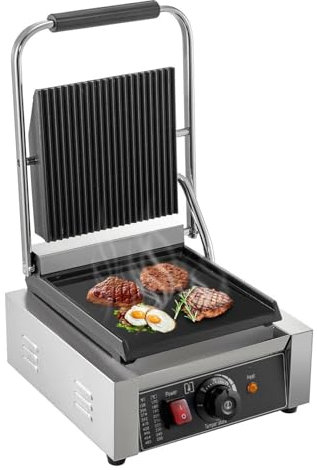 QUSYZD Griglia elettrica da banco per Barbecue Commerciale Groove, in Acciaio Inox, Antiaderente, con Controllo della Temperatura 50-300°C, per Cucina, casa, Ristorante.,