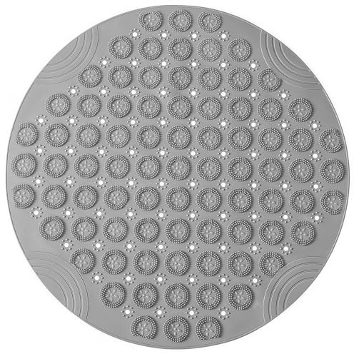 1 st Rund duschmatta, antihalk-matta för dusch & badkar, TPE badrumsmatta med sugkoppar, maskinvättbar, snabbtorkande, fotmassage (55 cm rund, grå)