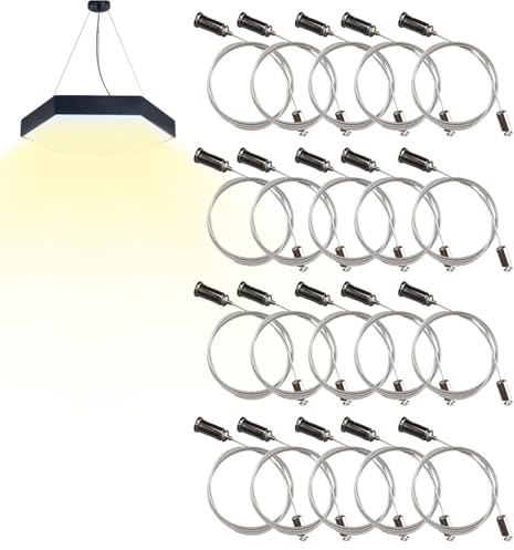Cable de Suspensión para Luces Hexagonales | Cable para Luminarias de Garaje 20 Piezas,Soporte Ajustable para Restaurantes y Oficinas