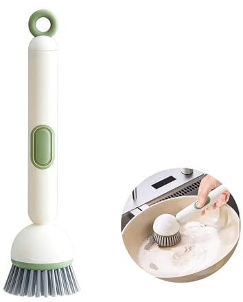 MxSplorion Soap Dispensing Dish Brush, Rotatable Washing Up Brush With 6-Position Adjustable, Cleaning Brush for Cleaning Bowls, Kitchenware, Blenders And Cooker Hoods, Green