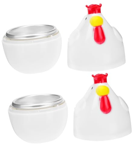 Cuociuova Microonde Forma Pulcino, Stampi Cottura Uova in Plastica Sicura | Set 2 Pezzi per Colazione Sana, Preserva Umidità, Design Creativo e Adorabile