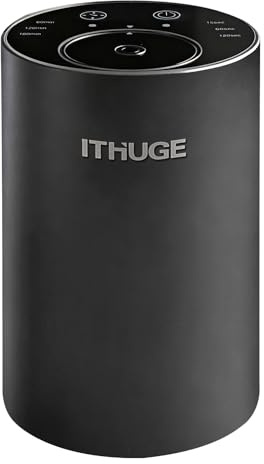 ITHUGE Waterless Essential Oil Diffuser, Portable Nebulizer with 3 Intensity Levels, Battery Powered for Car Home Office (Black)
