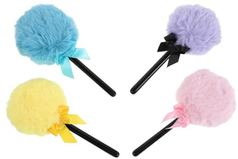 Piumino Cipria Lollipop 4 Pezzi Cotone Plastico Trucco | Applicazione Asciutta e Bagnata, Uso Multifunzione, Raggiunge Ogni Angolo del Viso