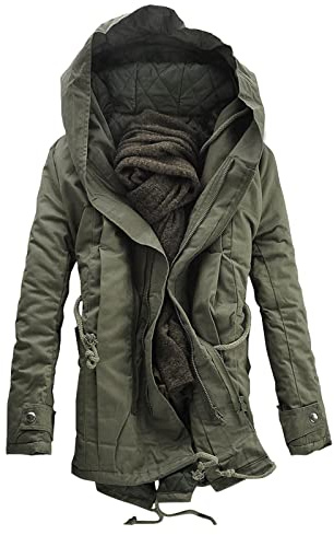 Giacche parka invernali da uomo - Cappotto con cappuccio in stile militare foderato in pile Sherpa, antivento caldo e spesso imbottito, giacca invernale casual in piuma, AG., M