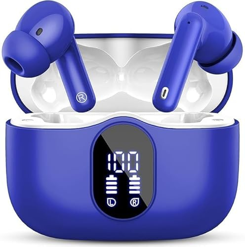 Écouteurs Bluetooth 5.4 avec APP personnalisation, Écouteur sans Fil avec 4 ENC Réduction Antibruit Mic Casque Bluetooth Hi-FI Son Stéréo, 40H Durée Lecture, IP7 Etanche, Écran LED, Contrôle Tactile