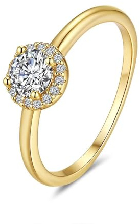 Tolldek 750 Gold Pärchen Ringe, Klassiker Trauringe mit Labor Erstellt Diamant Echter Schmuck, Au 750 Freundschaftsringe, Gr.51 (16.2)