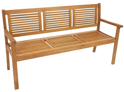 DEGAMO Gartenbank Holzbank CORUNA 3-sitzer 160cm, Eukalyptusholz braun geölt, Outdoor