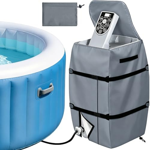 iKALULA Pumpenabdeckung Whirl-Pool, Abdeckung Pumpe Whirlpool, 43x38x54cm | Spa-Heizpumpenabdeckung,420D Oxford Gewebe,UV-beständig,Wasserdicht,Staubdicht,Isoliert,für Outdoor Wanne und Pool,Grau