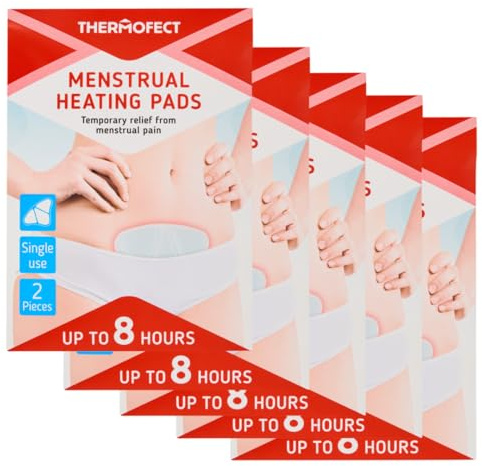 Parches Térmicos Menstruales, 8 Horas, pack de 5 x 2 parches (10 parches en total), Autoactivados, Ultrafinos y Discretos, para Dolor de Regla y Cólicos, Abdomen y Espalda Baja