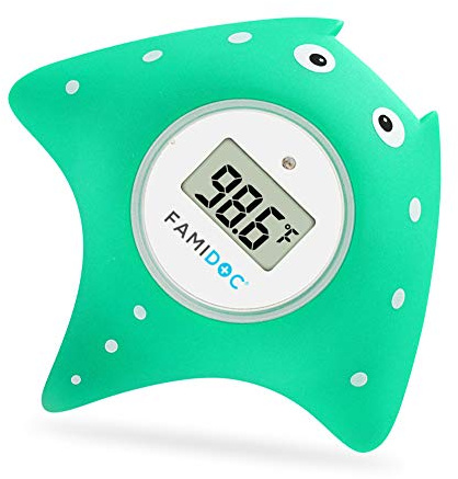 Baby Bath and Room Thermometer - Famidoc FDTH-V0-22 New Upgraded Sensor Technology for Baby Health Bath Tub Thermometer Floating Toy (Blue)