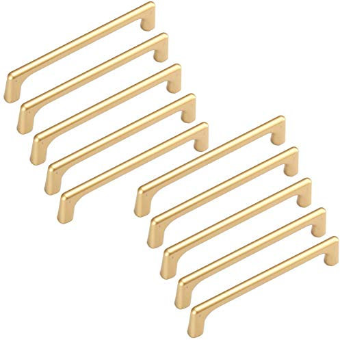 MARGUERASW 10 Stück Schrankgriffe Messing aus Schubladengriffe -Möbelgriffe Gold Schrankgriffe Möbelgriffe 128mm